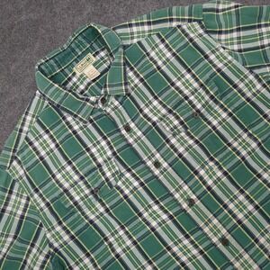 LL Bean Flannel Shirt‎ XL Tall Green Plaid Long Sleeve Cotton Button Up Workwear